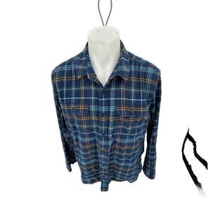 L.L. Bean Men Large Plaid Long Sleeve Organic Cotton Flannel Shirt Fitted D19